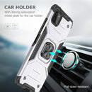 For Samsung Galaxy A22 5G Magnetic Armor Shockproof TPU + PC Phone Case with Metal Ring Holder(Silver)