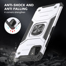 For Samsung Galaxy A22 5G Magnetic Armor Shockproof TPU + PC Phone Case with Metal Ring Holder(Silver)