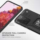 For Samsung Galaxy S21 FE 5G Magnetic Armor Shockproof TPU + PC Phone Case with Metal Ring Holder(Black)