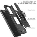 For Samsung Galaxy S21 FE 5G Magnetic Armor Shockproof TPU + PC Phone Case with Metal Ring Holder(Black)