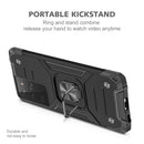 For Samsung Galaxy S21 FE 5G Magnetic Armor Shockproof TPU + PC Phone Case with Metal Ring Holder(Black)