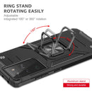 For Samsung Galaxy S21 FE 5G Magnetic Armor Shockproof TPU + PC Phone Case with Metal Ring Holder(Black)