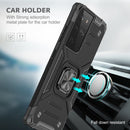 For Samsung Galaxy S21 FE 5G Magnetic Armor Shockproof TPU + PC Phone Case with Metal Ring Holder(Black)