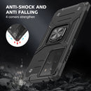 For Samsung Galaxy S21 FE 5G Magnetic Armor Shockproof TPU + PC Phone Case with Metal Ring Holder(Black)