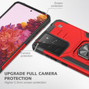 For Samsung Galaxy S21 FE 5G Magnetic Armor Shockproof TPU + PC Phone Case with Metal Ring Holder(Red)