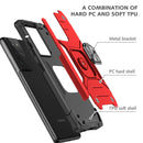 For Samsung Galaxy S21 FE 5G Magnetic Armor Shockproof TPU + PC Phone Case with Metal Ring Holder(Red)