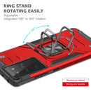 For Samsung Galaxy S21 FE 5G Magnetic Armor Shockproof TPU + PC Phone Case with Metal Ring Holder(Red)