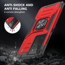For Samsung Galaxy S21 FE 5G Magnetic Armor Shockproof TPU + PC Phone Case with Metal Ring Holder(Red)