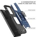 For Samsung Galaxy S21 FE 5G Magnetic Armor Shockproof TPU + PC Phone Case with Metal Ring Holder(Blue)