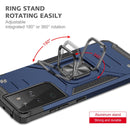 For Samsung Galaxy S21 FE 5G Magnetic Armor Shockproof TPU + PC Phone Case with Metal Ring Holder(Blue)