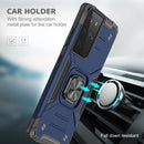 For Samsung Galaxy S21 FE 5G Magnetic Armor Shockproof TPU + PC Phone Case with Metal Ring Holder(Blue)