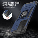 For Samsung Galaxy S21 FE 5G Magnetic Armor Shockproof TPU + PC Phone Case with Metal Ring Holder(Blue)