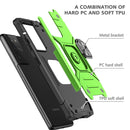 For Samsung Galaxy S21 FE 5G Magnetic Armor Shockproof TPU + PC Phone Case with Metal Ring Holder(Green)