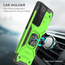 For Samsung Galaxy S21 FE 5G Magnetic Armor Shockproof TPU + PC Phone Case with Metal Ring Holder(Green)