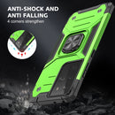 For Samsung Galaxy S21 FE 5G Magnetic Armor Shockproof TPU + PC Phone Case with Metal Ring Holder(Green)