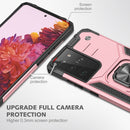 For Samsung Galaxy S21 FE 5G Magnetic Armor Shockproof TPU + PC Phone Case with Metal Ring Holder(Rose Gold)
