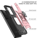 For Samsung Galaxy S21 FE 5G Magnetic Armor Shockproof TPU + PC Phone Case with Metal Ring Holder(Rose Gold)