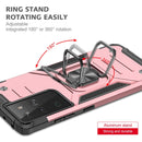For Samsung Galaxy S21 FE 5G Magnetic Armor Shockproof TPU + PC Phone Case with Metal Ring Holder(Rose Gold)