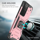 For Samsung Galaxy S21 FE 5G Magnetic Armor Shockproof TPU + PC Phone Case with Metal Ring Holder(Rose Gold)