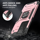 For Samsung Galaxy S21 FE 5G Magnetic Armor Shockproof TPU + PC Phone Case with Metal Ring Holder(Rose Gold)