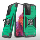 For Samsung Galaxy S21 FE 5G Magnetic Armor Shockproof TPU + PC Phone Case with Metal Ring Holder(Dark Green)
