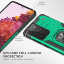 For Samsung Galaxy S21 FE 5G Magnetic Armor Shockproof TPU + PC Phone Case with Metal Ring Holder(Dark Green)