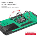 For Samsung Galaxy S21 FE 5G Magnetic Armor Shockproof TPU + PC Phone Case with Metal Ring Holder(Dark Green)