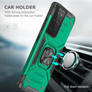 For Samsung Galaxy S21 FE 5G Magnetic Armor Shockproof TPU + PC Phone Case with Metal Ring Holder(Dark Green)