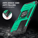 For Samsung Galaxy S21 FE 5G Magnetic Armor Shockproof TPU + PC Phone Case with Metal Ring Holder(Dark Green)