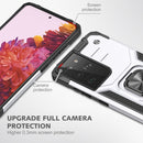 For Samsung Galaxy S21 FE 5G Magnetic Armor Shockproof TPU + PC Phone Case with Metal Ring Holder(Silver)