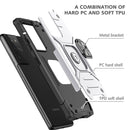For Samsung Galaxy S21 FE 5G Magnetic Armor Shockproof TPU + PC Phone Case with Metal Ring Holder(Silver)