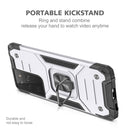 For Samsung Galaxy S21 FE 5G Magnetic Armor Shockproof TPU + PC Phone Case with Metal Ring Holder(Silver)