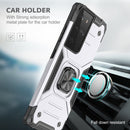 For Samsung Galaxy S21 FE 5G Magnetic Armor Shockproof TPU + PC Phone Case with Metal Ring Holder(Silver)