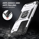 For Samsung Galaxy S21 FE 5G Magnetic Armor Shockproof TPU + PC Phone Case with Metal Ring Holder(Silver)