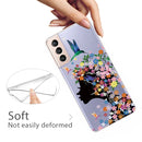 For Samsung Galaxy S22 5G Painted Pattern High Transparent TPU Phone Protective Case(Flower Girl)