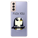 For Samsung Galaxy S22 5G Coloured Drawing Pattern Highly Transparent TPU Phone Protective Case(Penguin)