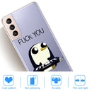 For Samsung Galaxy S22 5G Coloured Drawing Pattern Highly Transparent TPU Phone Protective Case(Penguin)
