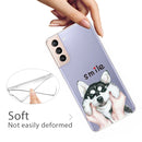 For Samsung Galaxy S22 5G Coloured Drawing Pattern Highly Transparent TPU Phone Protective Case(Pinch Dog)