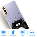For Samsung Galaxy S22 5G Coloured Drawing Pattern Highly Transparent TPU Phone Protective Case(Black White Rat)