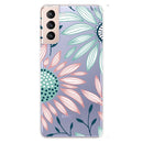 For Samsung Galaxy S22 5G Coloured Drawing Pattern Highly Transparent TPU Phone Protective Case(Flower)