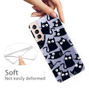 For Samsung Galaxy S22 5G Coloured Drawing Pattern Highly Transparent TPU Phone Protective Case(Black Cat)