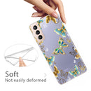 For Samsung Galaxy S22 5G Coloured Drawing Pattern Highly Transparent TPU Phone Protective Case(Golden Butterfly)