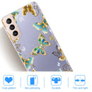 For Samsung Galaxy S22 5G Coloured Drawing Pattern Highly Transparent TPU Phone Protective Case(Golden Butterfly)