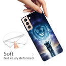 For Samsung Galaxy S22 5G Coloured Drawing Pattern Highly Transparent TPU Phone Protective Case(Lion)