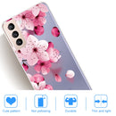 For Samsung Galaxy S22 5G Coloured Drawing Pattern Highly Transparent TPU Phone Protective Case(Cherry Blossoms)