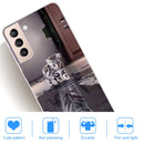 For Samsung Galaxy S22+ 5G Coloured Drawing Pattern Highly Transparent TPU Phone Protective Case(Cat Tiger)