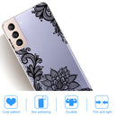 For Samsung Galaxy S22+ 5G Coloured Drawing Pattern Highly Transparent TPU Phone Protective Case(Black Rose)