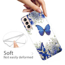 For Samsung Galaxy S22+ 5G Coloured Drawing Pattern Highly Transparent TPU Phone Protective Case(Purple Butterfly)