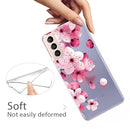 For Samsung Galaxy S22+ 5G Coloured Drawing Pattern Highly Transparent TPU Phone Protective Case(Cherry Blossoms)