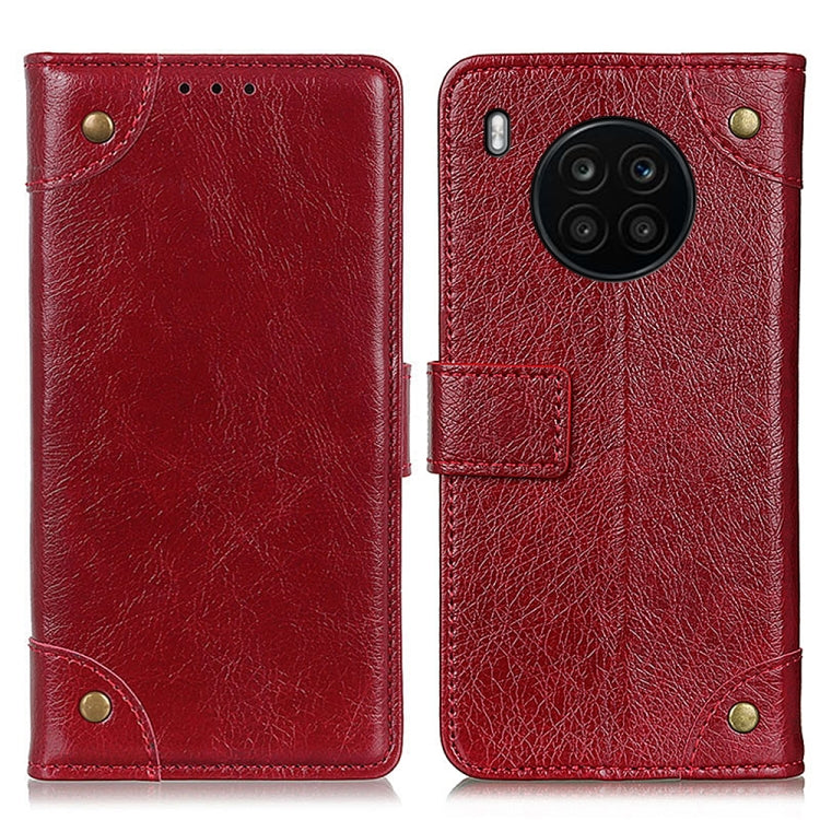 For Huawei nova 8i / Honor 50 Lite Copper Buckle Nappa Texture Horizontal Flip Leather Phone Case(Wine Red)